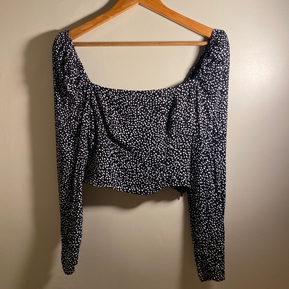 & other stories smock puff sleeve blouse dots